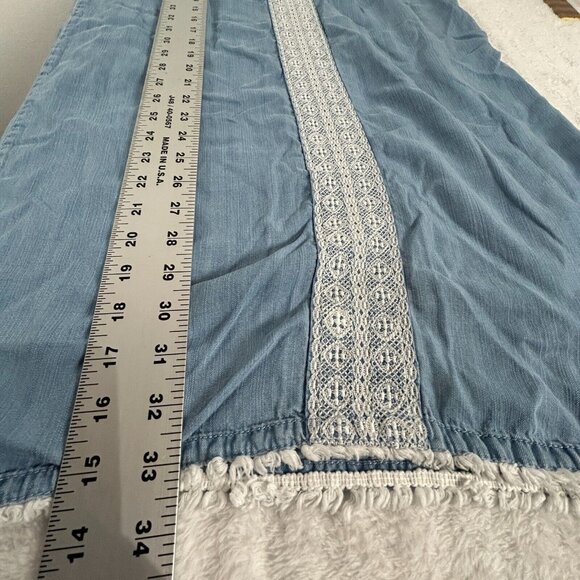 Neiman Marcus Women's Sleeveless Embroidered Shift Mini Dress Chambray Sz Medium - Picture 7 of 7